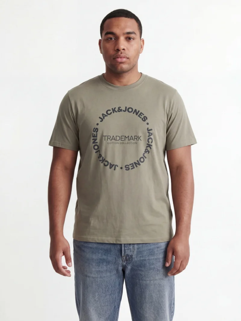 Jack & Jones Plus Tricou barbati big sizes, din bumbac, Regular Fit, JJBENSON, Olive (SELECTATI MARIMEA: 5XL)