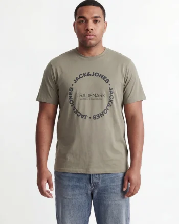 Jack & Jones Plus Tricou barbati big sizes, din bumbac, Regular Fit, JJBENSON, Olive (SELECTATI MARIMEA: 5XL)