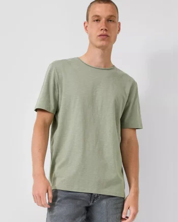 Q/S by s.Oliver Tricou barbati cu maneca scurta, din jerseu de bumbac, Regular fit, Olive (SELECTATI MARIMEA: S)