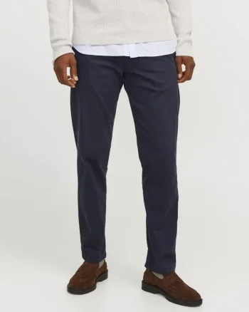 Jack & Jones, Pantaloni chino barbati, cu talie medie, Relaxed Fit, JPSTKANE BARRET, Bleumarin inchis (SELECTATI MARIMEA: 29, SELECTATI LUNGIMEA: 32)