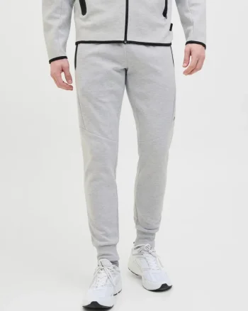 Jack & Jones Pantaloni de trening barbati, cu talie medie, Slim fit, JPSTWILL FUSION, Gri deschis (SELECTATI MARIMEA: XS)