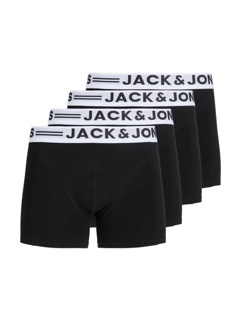 Jack & Jones Underwear barbati Set 5 perechi de boxeri, cu talie medie, JACSENSE, Negru (SELECTATI MARIMEA: S)