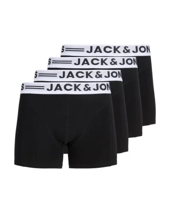 Jack & Jones Underwear barbati Set 5 perechi de boxeri, cu talie medie, JACSENSE, Negru (SELECTATI MARIMEA: S)