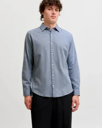Jack & Jones Camasa barbati, din bumbac, Regular Fit, JJEFIELD, Gri inchis (SELECTATI MARIMEA: S)