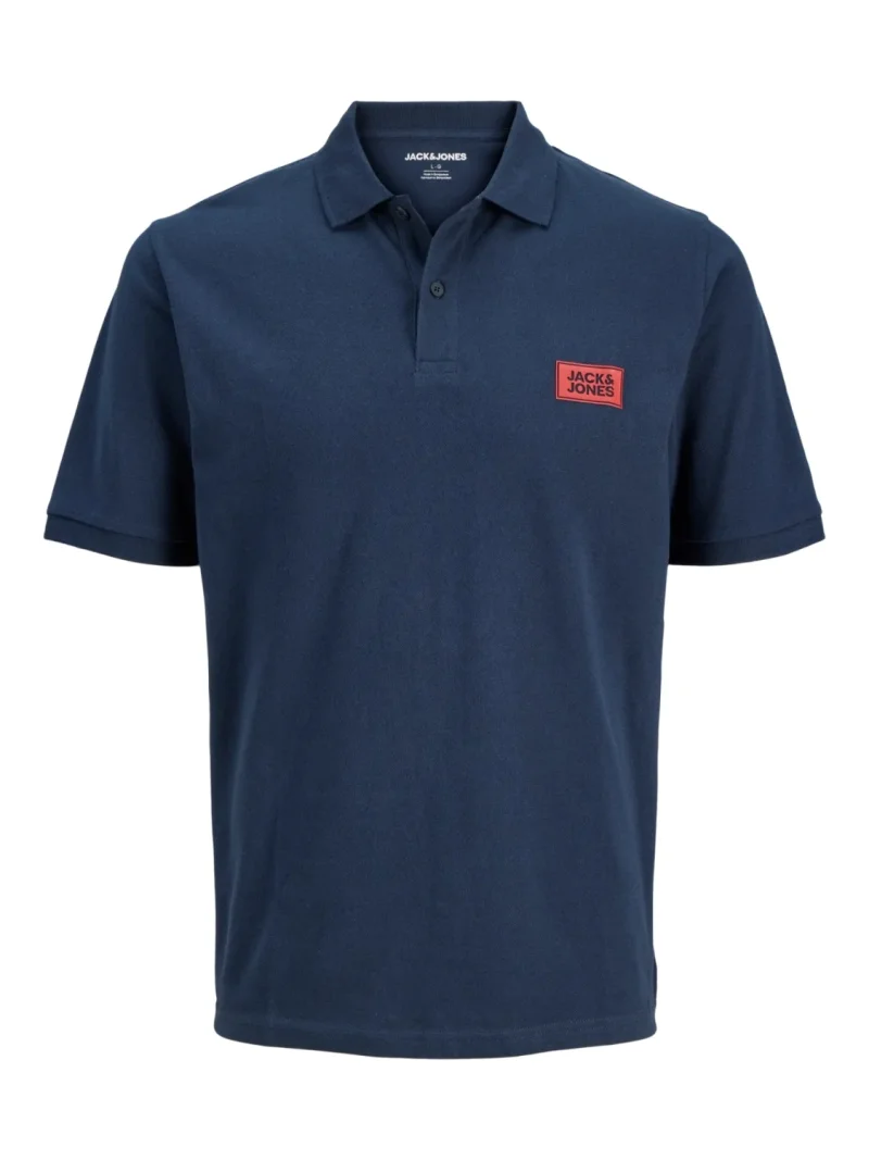Jack & Jones Plus Tricou polo barbati big sizes, din piqué de bumbac, Regular fit, JJRUSH, Bleumarin inchis (SELECTATI MARIMEA: 4XL)