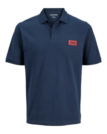 Jack & Jones Plus Tricou polo barbati big sizes, din piqué de bumbac, Regular fit, JJRUSH, Bleumarin inchis (SELECTATI MARIMEA: 4XL)