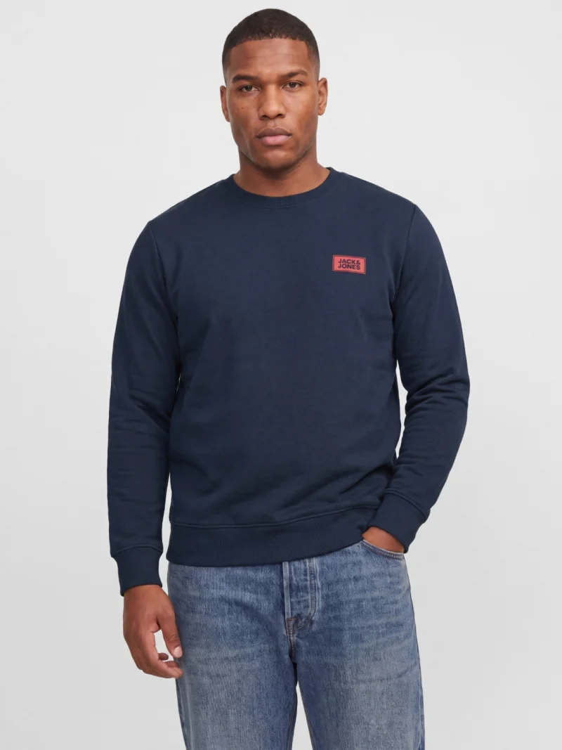 Jack & Jones Plus Bluza barbati big sizes, din amestec de bumbac, JJRUSH, Bleumarin inchis (SELECTATI MARIMEA: 3XL)