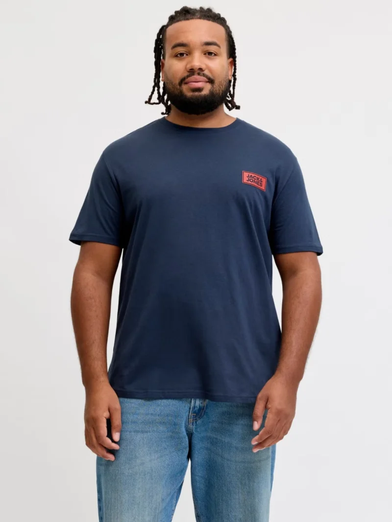 Jack & Jones Plus Tricou barbati big sizes, din bumbac, Regular fit, JJRUSH, Bleumarin inchis (SELECTATI MARIMEA: 3XL)
