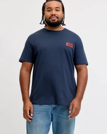 Jack & Jones Plus Tricou barbati big sizes, din bumbac, Regular fit, JJRUSH, Bleumarin inchis (SELECTATI MARIMEA: 3XL)