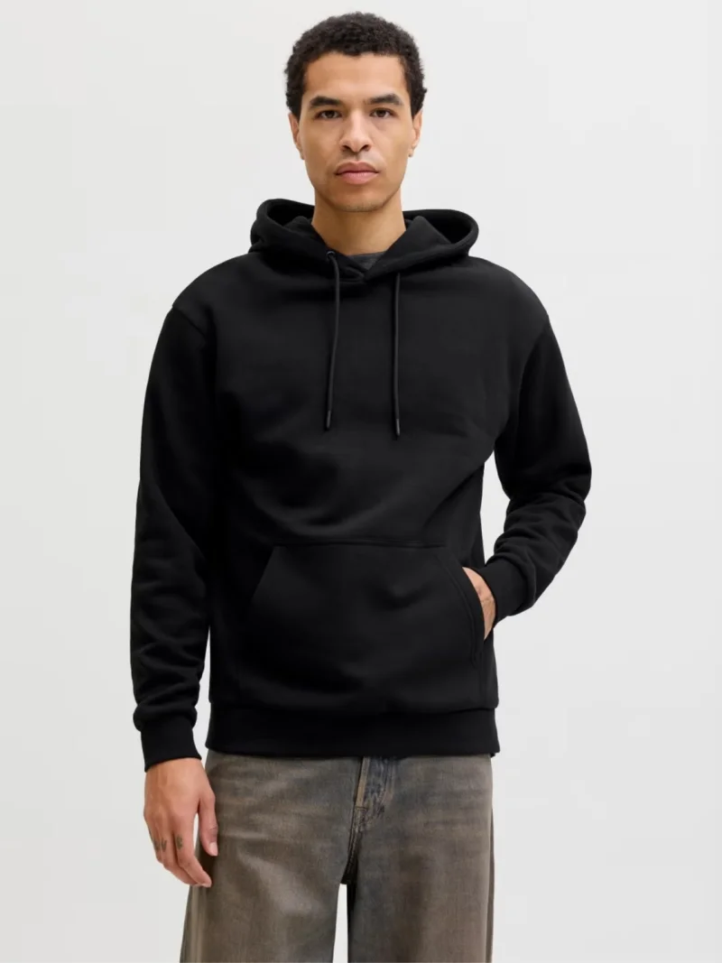 Jack & Jones Hanorac barbati, cu buzunar tip marsupiu, Relaxed Fit, JJEBRADLEY, Negru (SELECTATI MARIMEA: S)