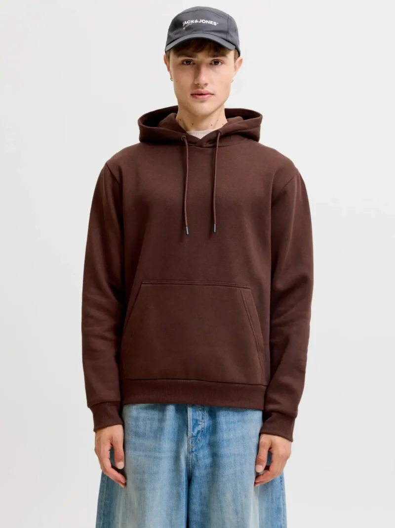 Jack & Jones Hanorac barbati, cu buzunar tip marsupiu, Relaxed Fit, JJEBRADLEY, Visiniu (SELECTATI MARIMEA: S)