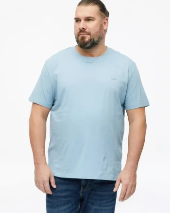 s.Oliver Big Sizes Tricou cu decolteu la baza gatului, barbati big sizes, din bumbac, Regular fit, Albastru (SELECTATI MARIMEA: 2XL)