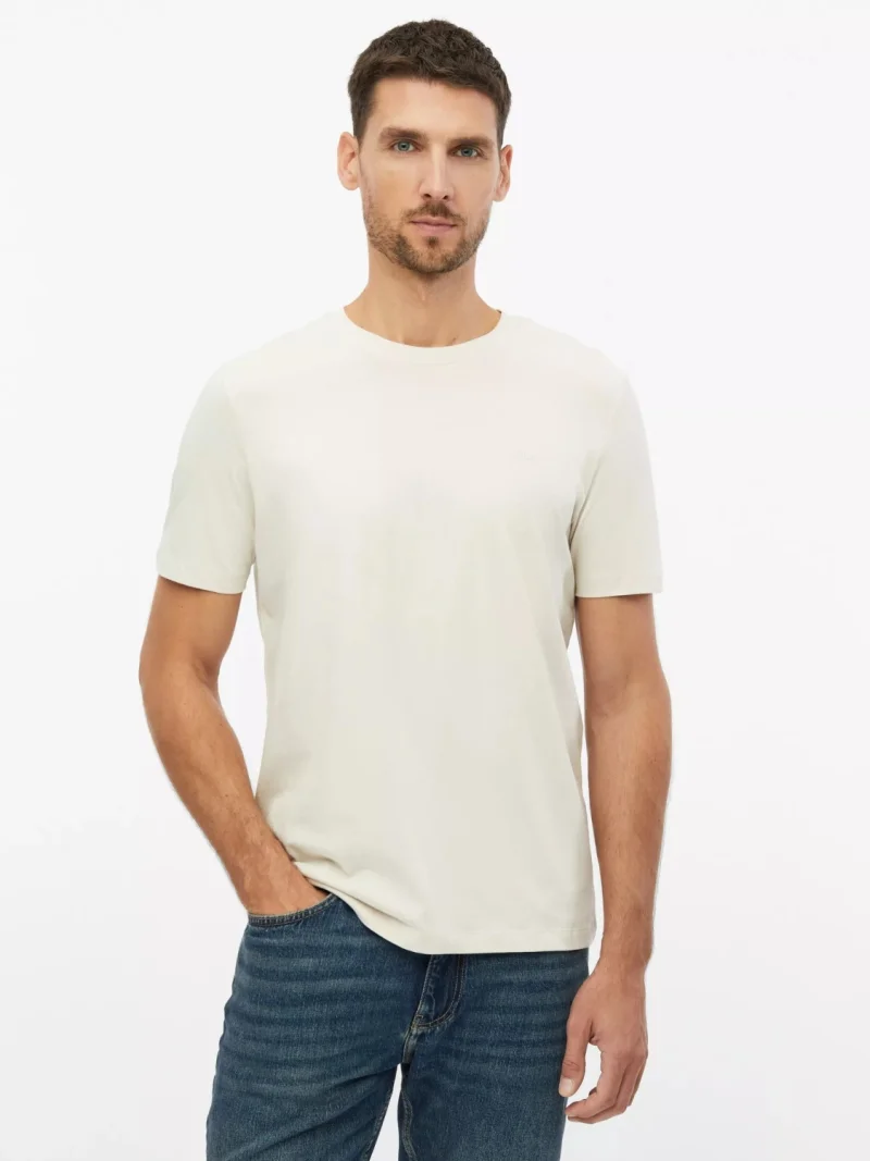 s.Oliver Tricou cu decolteu la baza gatului, barbati, din bumbac, Regular fit, Bej deschis (SELECTATI MARIMEA: S)