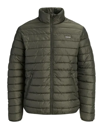Jack & Jones Plus Jacheta matlasata barbati big sizes, fara gluga, Regular fit, JJELVIS, Verde inchis (SELECTATI MARIMEA: 3XL)