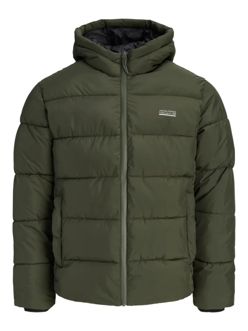 Jack & Jones Geaca barbati, PUFFER, cu gluga, Regular fit, JJEFREDDIE, Verde inchis (SELECTATI MARIMEA: S)