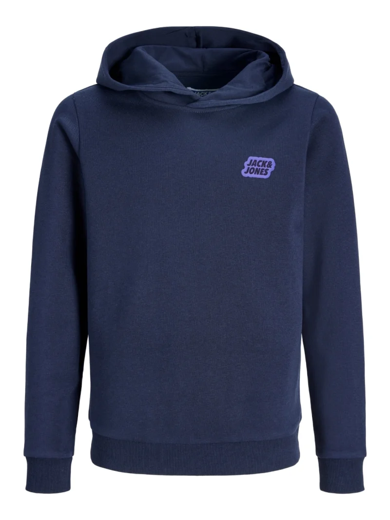 Jack & Jones Hanorac baieti cu gluga fara fermoar, Regular Fit, JJAMI, Bleumarin inchis (SELECTATI MARIMEA: 140 cm)
