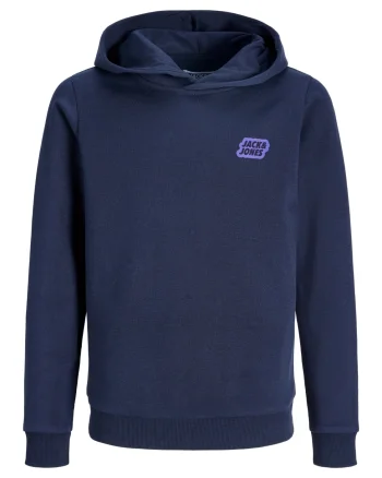 Jack & Jones Hanorac baieti cu gluga fara fermoar, Regular Fit, JJAMI, Bleumarin inchis (SELECTATI MARIMEA: 140 cm)