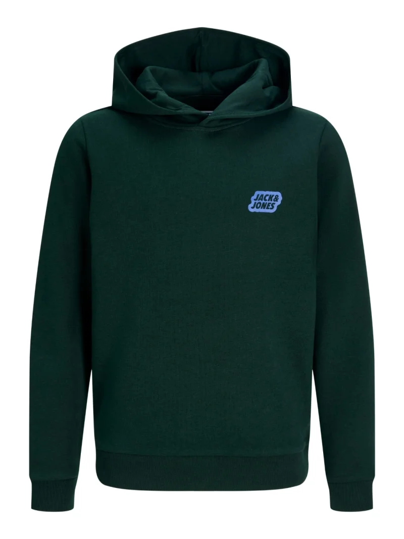 Jack & Jones Hanorac baieti cu gluga fara fermoar, Regular Fit, JJAMI, Verde inchis (SELECTATI MARIMEA: 140 cm)