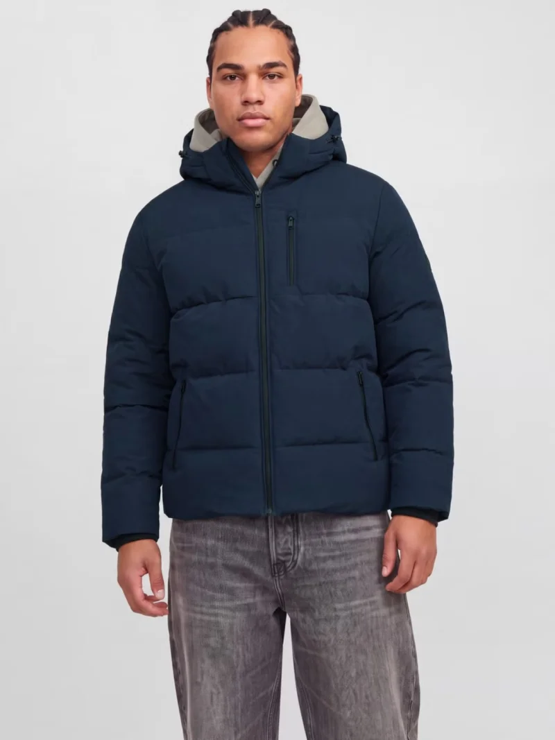 Jack & Jones Plus Geaca barbati big sizes, PUFFER, cu gluga, JJEBECKS, Bleumarin inchis (SELECTATI MARIMEA: 7XL)