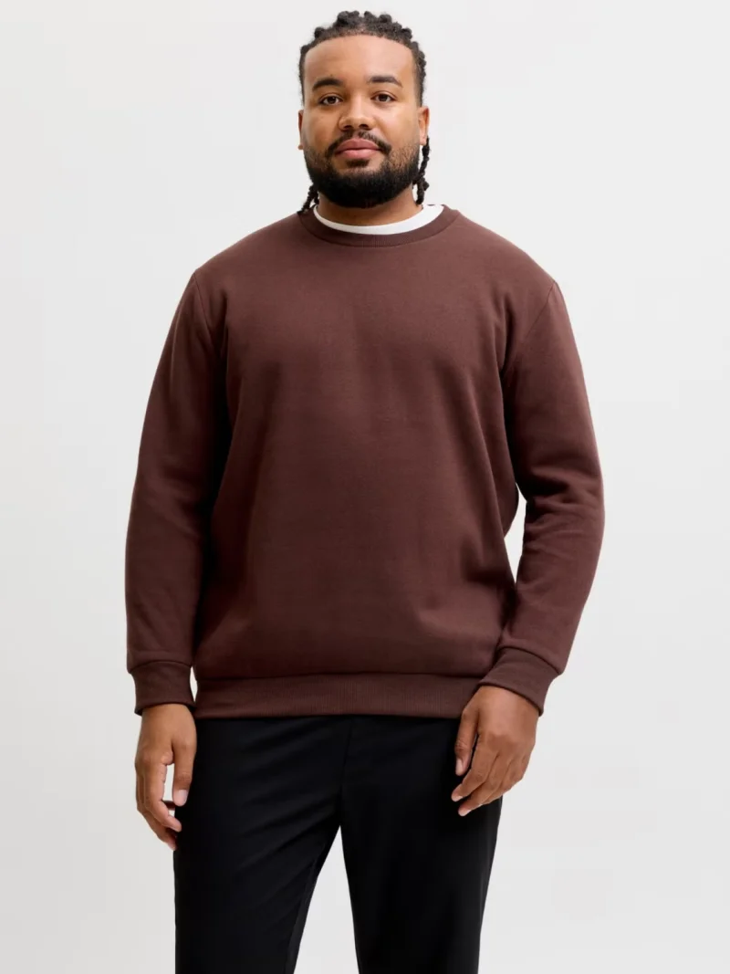 Jack & Jones Plus Bluza barbati big sizes, cu decolteu la baza gatului, Relaxed Fit, JJEBRADLEY, Visiniu (SELECTATI MARIMEA: 7XL)