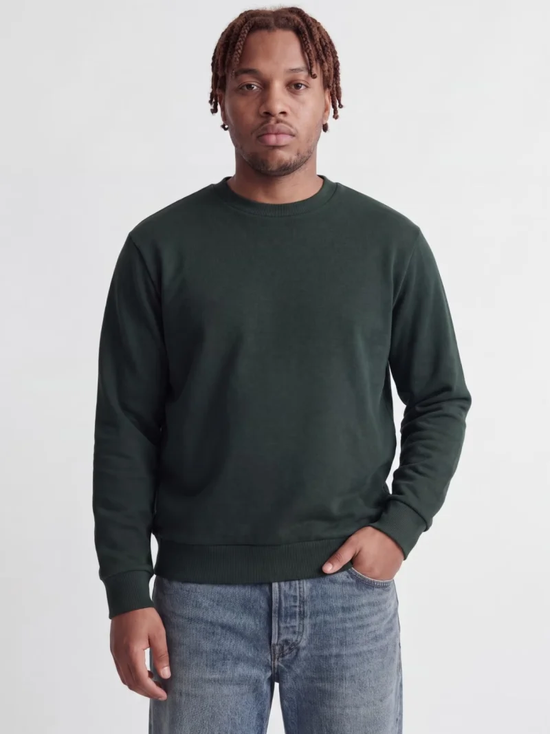 Jack & Jones Plus Bluza barbati big sizes, cu decolteu la baza gatului, Relaxed Fit, JJEBRADLEY, Verde inchis (SELECTATI MARIMEA: 7XL)