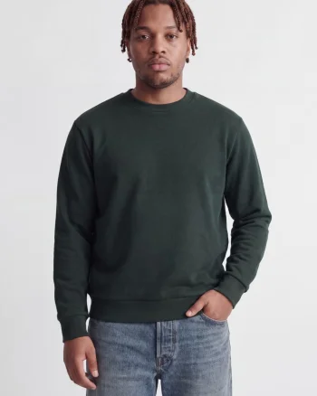 Jack & Jones Plus Bluza barbati big sizes, cu decolteu la baza gatului, Relaxed Fit, JJEBRADLEY, Verde inchis (SELECTATI MARIMEA: 7XL)