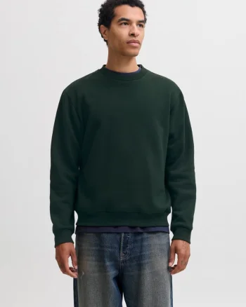 Jack & Jones Bluza barbati, simpla cu decolteu la baza gatului, JJEBRADLEY, Verde inchis (SELECTATI MARIMEA: L)