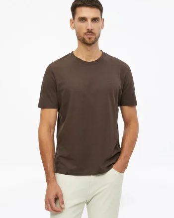 s.Oliver Tricou barbati din bumbac, cu decolteu la baza gatului, Regular fit, Maro (SELECTATI MARIMEA: S)