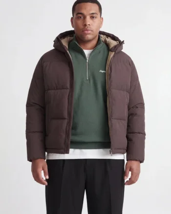 Jack & Jones Plus Geaca barbati big sizes, cu gluga, Regular fit, JJGALAXY, Maro inchis (SELECTATI MARIMEA: 3XL)