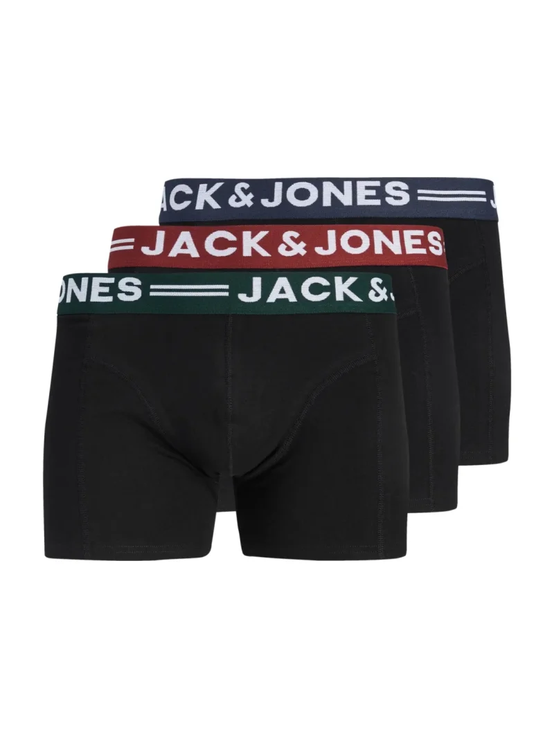 Jack & Jones Underwear barbati Set 3 perechi de boxeri, cu talie medie, SENSE, Negru (SELECTATI MARIMEA: S)