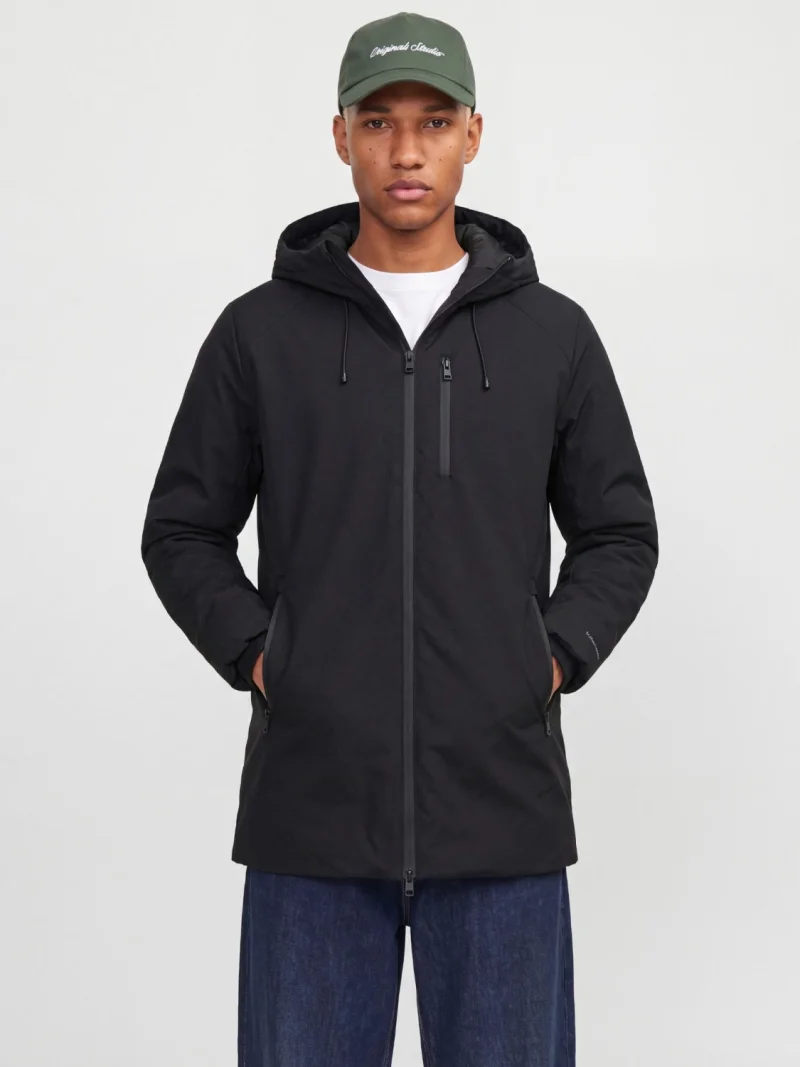Jack & Jones Jacheta JJSAGE PARKA, barbati, cu gluga si croiala Regular fit, Negru (SELECTATI MARIMEA: S)