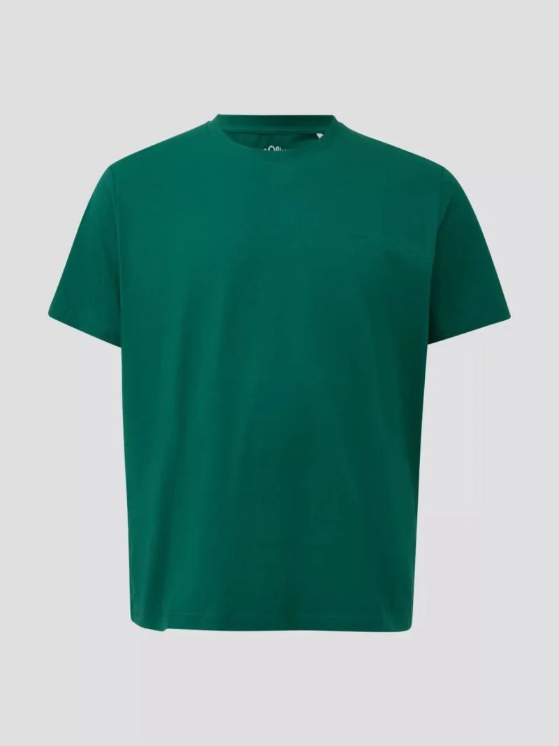 s.Oliver Big Sizes Tricou barbati big sizes, la baza gatului, din jerseu de bumbac, Verde inchis (SELECTATI MARIMEA: 2XL)