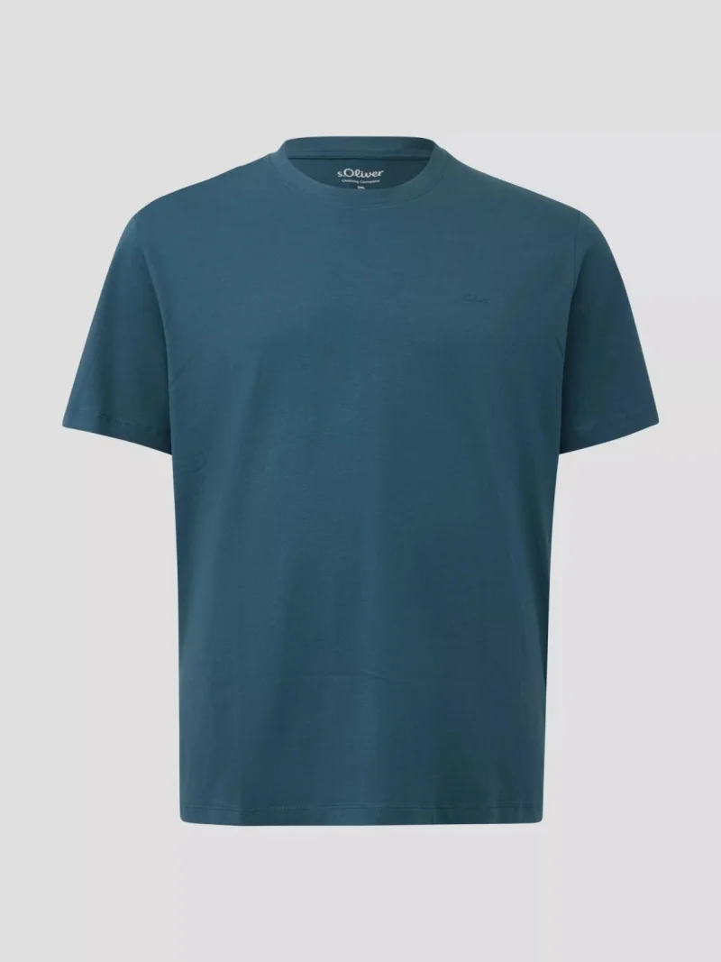 s.Oliver Big Sizes Tricou barbati big sizes, la baza gatului, din jerseu de bumbac, Albastru (SELECTATI MARIMEA: 2XL)