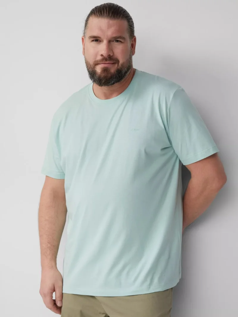 s.Oliver Big Sizes Tricou barbati big sizes cu decolteu la baza gatului, Regular fit, Turcoaz (SELECTATI MARIMEA: 2XL)