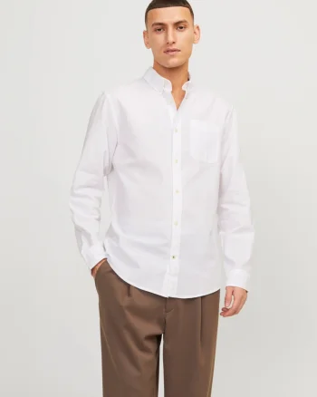 Jack & Jones Camasa barbati, Casual cu croiala Slim Fit, din bumbac, Alb (SELECTATI MARIMEA: XS)