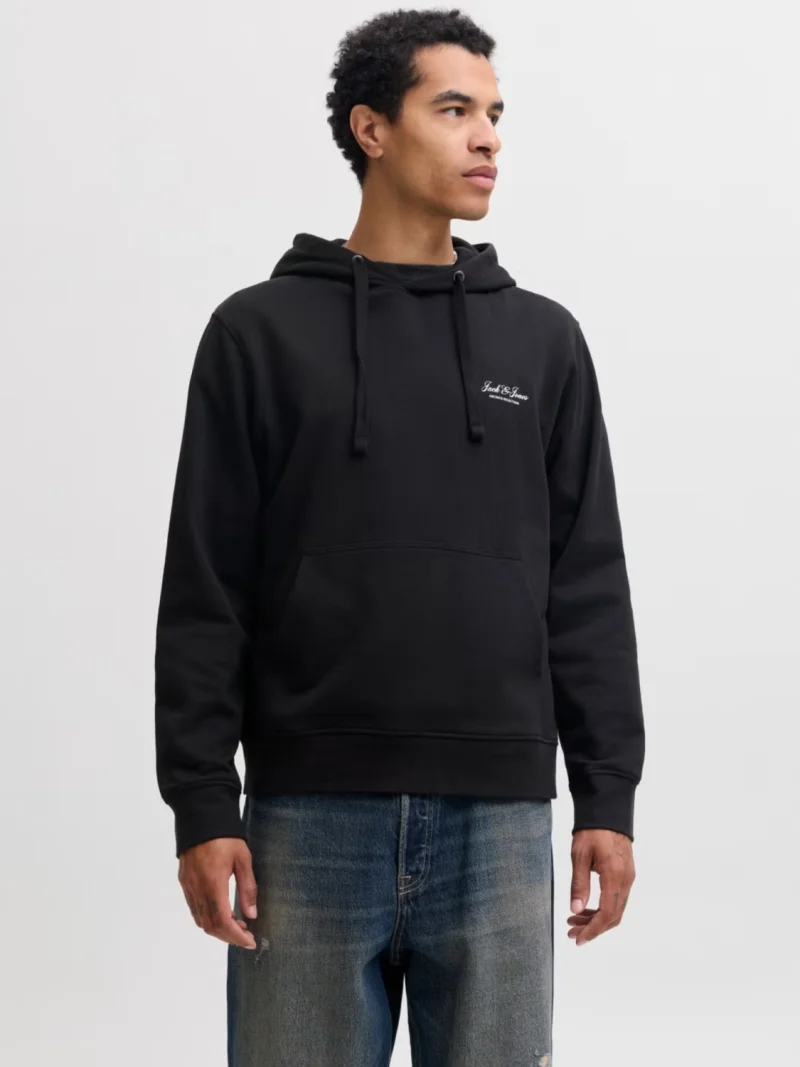 Jack & Jones Hanorac barbati, cu buzunar tip marsupiu, Relaxed Fit, JJEARCHIVE, Negru (SELECTATI MARIMEA: XS)
