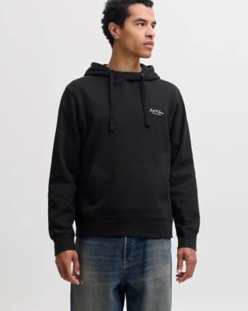 Jack & Jones Hanorac barbati, cu buzunar tip marsupiu, Relaxed Fit, JJEARCHIVE, Negru (SELECTATI MARIMEA: XS)