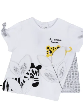 Tricou copii Chicco, alb cu model, 67151