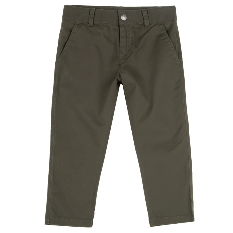 Pantaloni copii Chicco twill, maro kaki, 08643