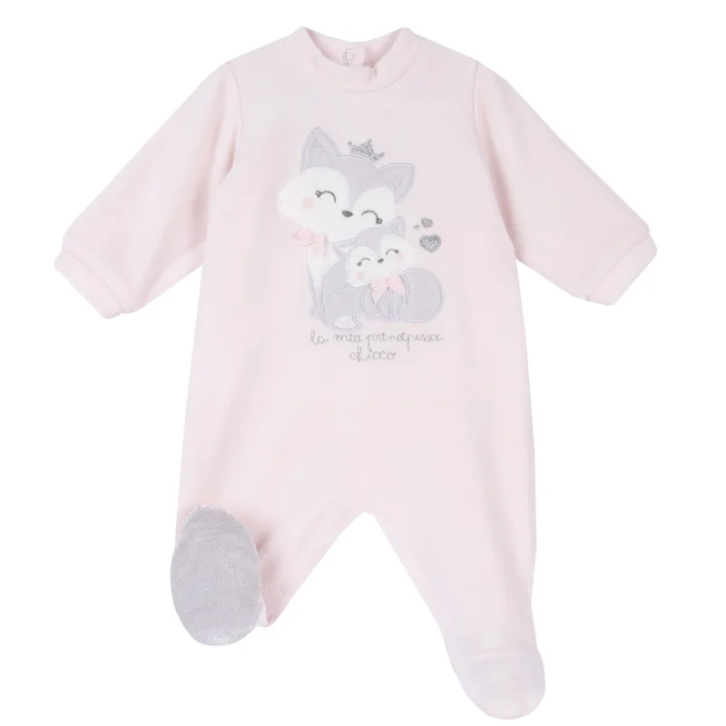 Salopeta bebelusi Chicco din velur, roz, 02789-65MFCI