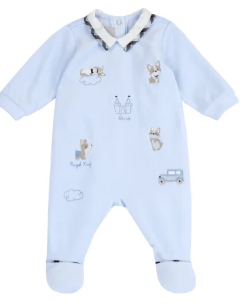 Salopeta bebelusi Chicco din velur, bleu, 27187-67MFCI
