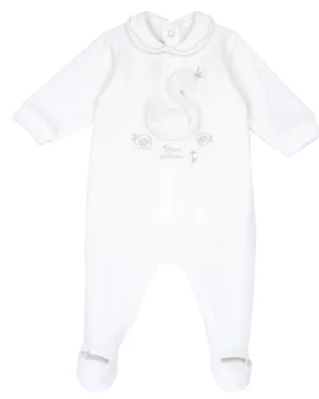 Salopeta bebelusi Chicco din velur, Alb, 00317-69MFCI
