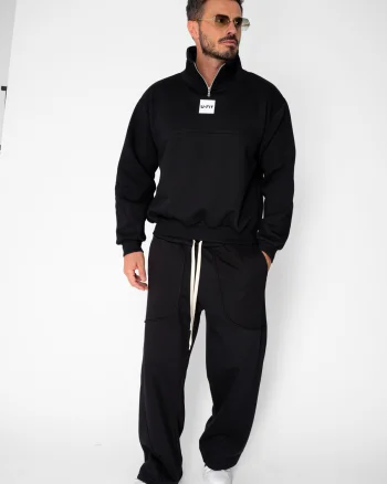Set Winter bluza cu fermoar la guler si pantalon Balloon Black