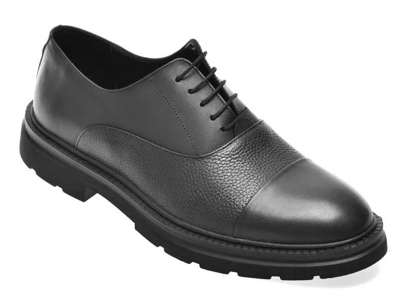 Pantofi eleganti BITE THE BULLET negri, FH410, din piele naturala