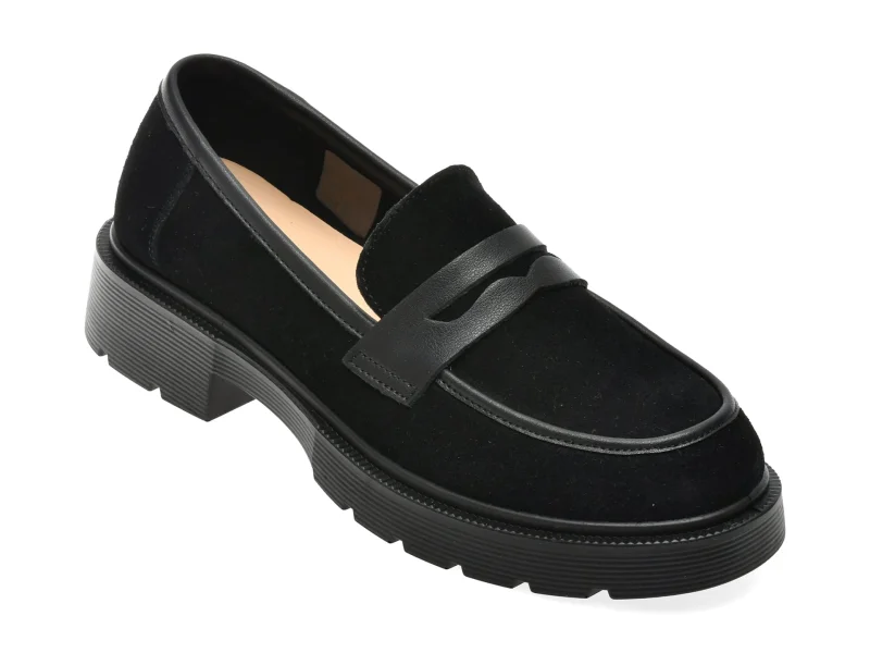 Mocasini EPICA negri, 8996, din piele intoarsa