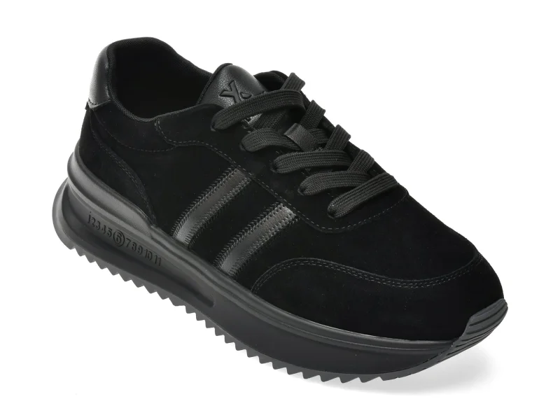 Pantofi sport GRYXX negri, 187082, din piele intoarsa