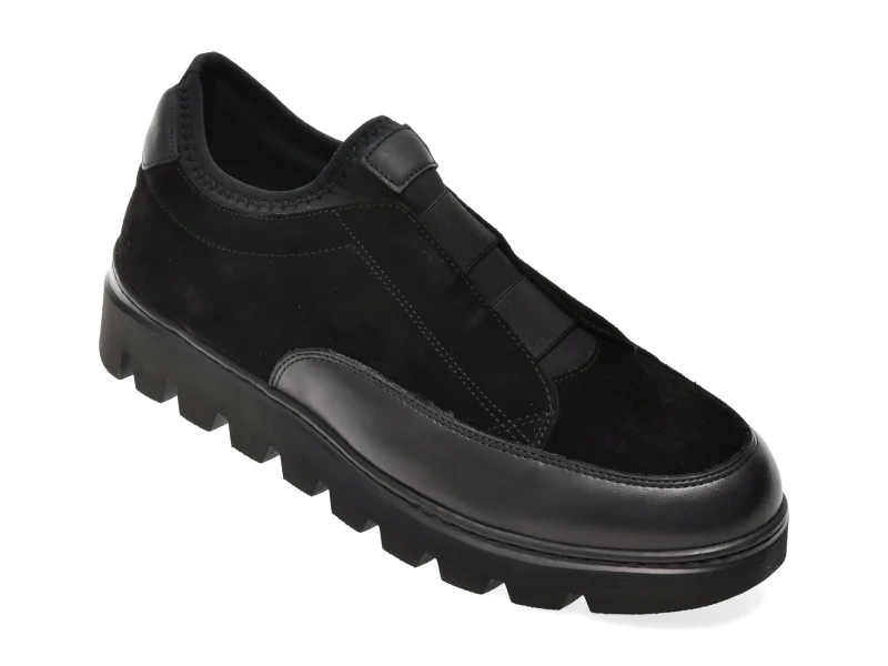 Pantofi GRYXX negri, 13292, din piele intoarsa
