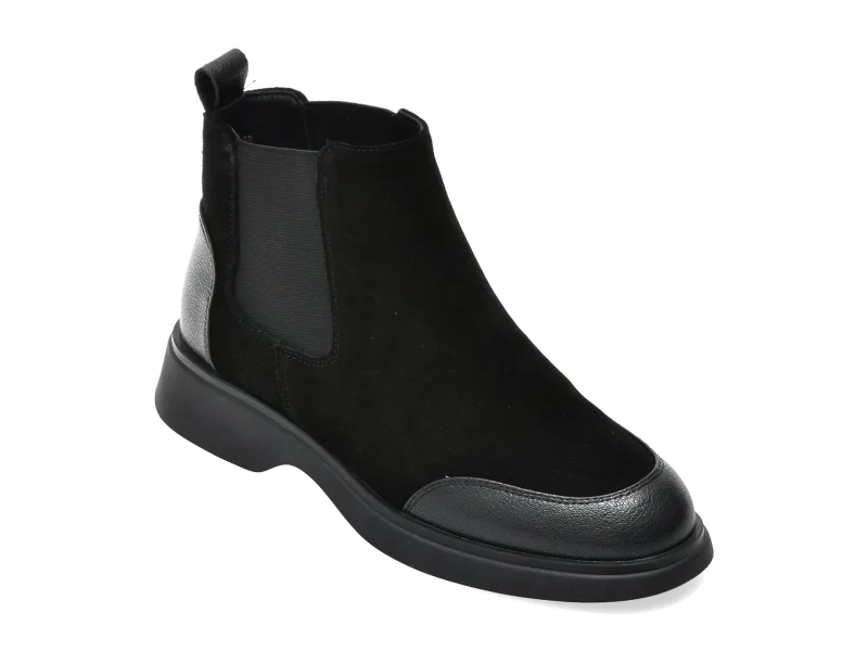 Ghete IMAGE negre, T1519, din piele intoarsa
