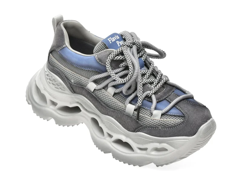 Pantofi sport FLAVIA PASSINI gri, 6386, din material textil si piele naturala