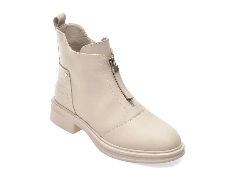 Ghete FLAVIA PASSINI bej, 1722, din piele naturala